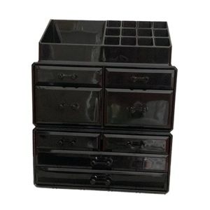 Black 3-Piece Makeup Organizer